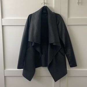 Mackage for Aritiza vane Two Tone Charcoal & Black Wool Coat with Leather Arms